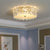 Contemporary Drum Flush Ceiling Light Snowflake Crystal Living Room Flushmount Ceiling Light in Clear