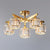 Radial Metallic Semi Flush Light Modern Gold Ceiling Flush Mount with Cylinder Tri-Prism Crystal Shade 5 Gold Clearhalo 'Ceiling Lights' 'Close To Ceiling Lights' 'Close to ceiling' 'Semi-flushmount' Lighting' 2136240