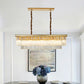 2-Tier Rectangle Living Room Pendant Light Tri-Prism Crystal Artistic Hanging Island Light Gold Clearhalo 'Ceiling Lights' 'Island Lights' Lighting' 2136275