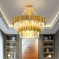Post-Modern Drum Chandelier Pendant Light Tri-Prism Crystal Living Room Hanging Light in Gold Clearhalo 'Ceiling Lights' 'Chandeliers' 'Modern Chandeliers' 'Modern' Lighting' 2136310