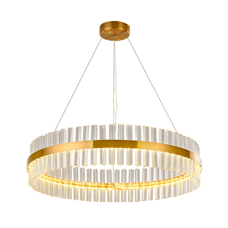 Ring Shaped Chandelier Light Simplicity Clear Crystal Living Room LED Pendant Light Fixture in Gold Clearhalo 'Ceiling Lights' 'Chandeliers' 'Modern Chandeliers' 'Modern' Lighting' 2136313