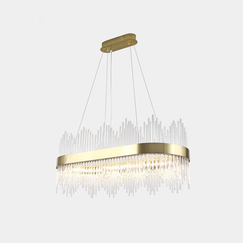 Crystal Rod Circle LED Suspension Light Artistic Gold Chandelier Light in Gold for Living Room Clearhalo 'Ceiling Lights' 'Chandeliers' 'Modern Chandeliers' 'Modern' Lighting' 2136330