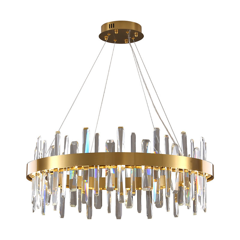Gold Geometrical Ring LED Ceiling Lighting Postmodern Faceted Crystal Chandelier Light Fixture Clearhalo 'Ceiling Lights' 'Chandeliers' 'Modern Chandeliers' 'Modern' Lighting' 2136339
