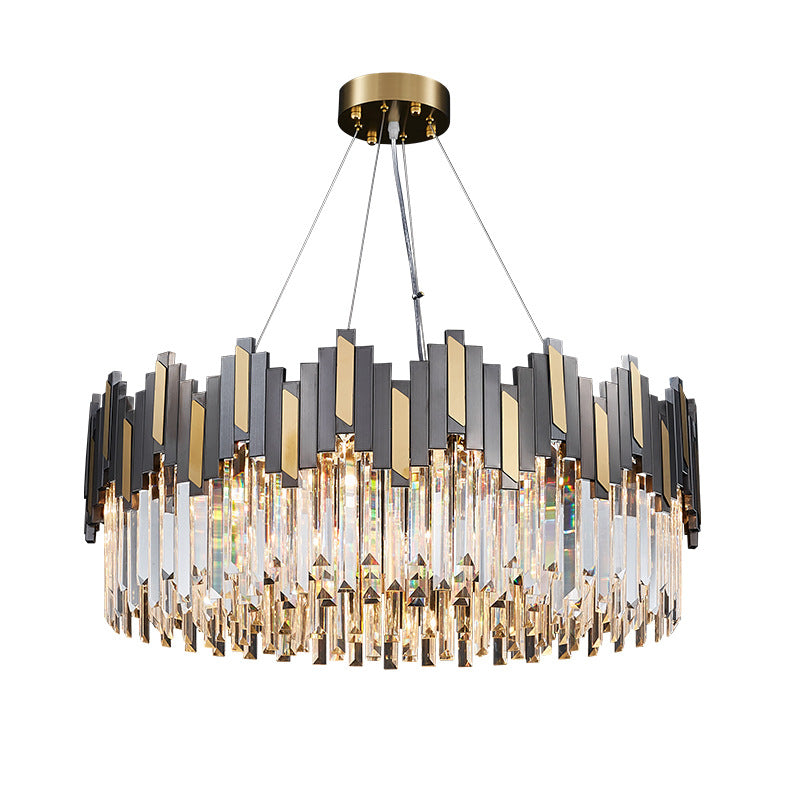 Ring Living Room Chandelier Light Clear Crystal Simplicity Pendant Light Fixture in Gold-Black Gold-Black Clearhalo 'Ceiling Lights' 'Chandeliers' 'Modern Chandeliers' 'Modern' Lighting' 2136351