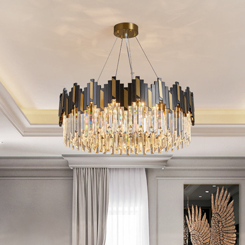 Ring Living Room Chandelier Light Clear Crystal Simplicity Pendant Light Fixture in Gold-Black Clearhalo 'Ceiling Lights' 'Chandeliers' 'Modern Chandeliers' 'Modern' Lighting' 2136352