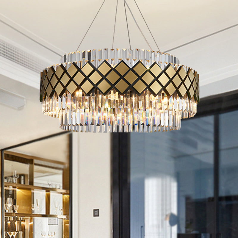 Artistic Round Suspension Lighting Clear Crystal Living Room Chandelier Light in Gold Clearhalo 'Ceiling Lights' 'Chandeliers' 'Modern Chandeliers' 'Modern' Lighting' 2136356