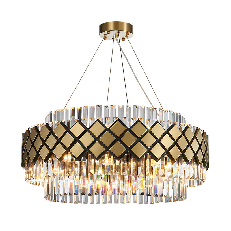 Artistic Round Suspension Lighting Clear Crystal Living Room Chandelier Light in Gold Clearhalo 'Ceiling Lights' 'Chandeliers' 'Modern Chandeliers' 'Modern' Lighting' 2136357