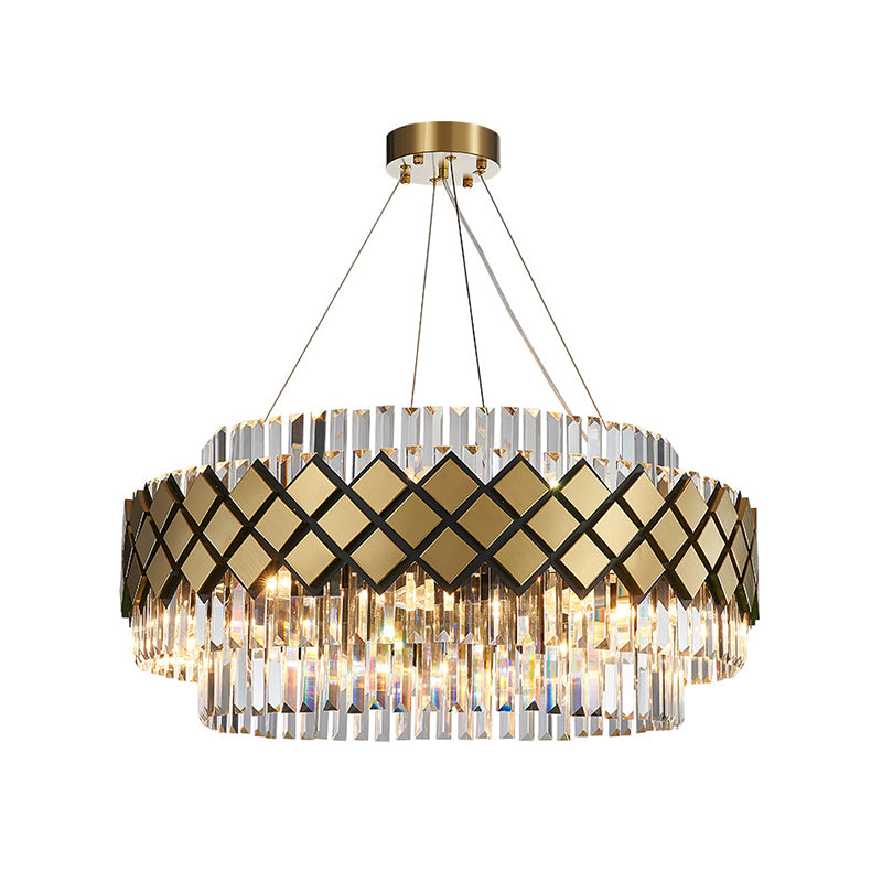 Artistic Round Suspension Lighting Clear Crystal Living Room Chandelier Light in Gold Clearhalo 'Ceiling Lights' 'Chandeliers' 'Modern Chandeliers' 'Modern' Lighting' 2136358