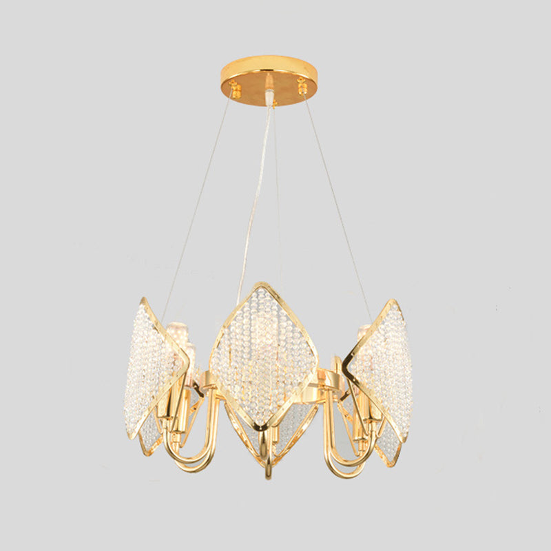 Ring Shaped Ceiling Lighting Postmodern Metal Living Room Chandelier Light Fixture with Rhombus Crystal Shade Clearhalo 'Ceiling Lights' 'Chandeliers' 'Modern Chandeliers' 'Modern' Lighting' 2136361