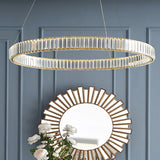 Clear Crystal Circle Chandelier Pendant Light Post-Modern LED Hanging Light for Living Room Gold 1 Tier Clearhalo 'Ceiling Lights' 'Chandeliers' 'Modern Chandeliers' 'Modern' Lighting' 2136371