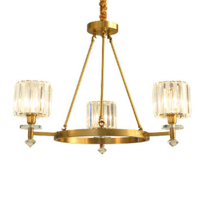 Circle Shaped Crystal Block Ceiling Lighting Postmodern Gold Chandelier Light Fixture for Living Room 3 Gold A Clearhalo 'Ceiling Lights' 'Chandeliers' 'Modern Chandeliers' 'Modern' Lighting' 2136413