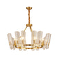 Gold Curved Chandelier Pendant Light Post-Modern Grid Glass Hanging Light for Dining Room Clearhalo 'Ceiling Lights' 'Chandeliers' 'Modern Chandeliers' 'Modern' Lighting' 2136417