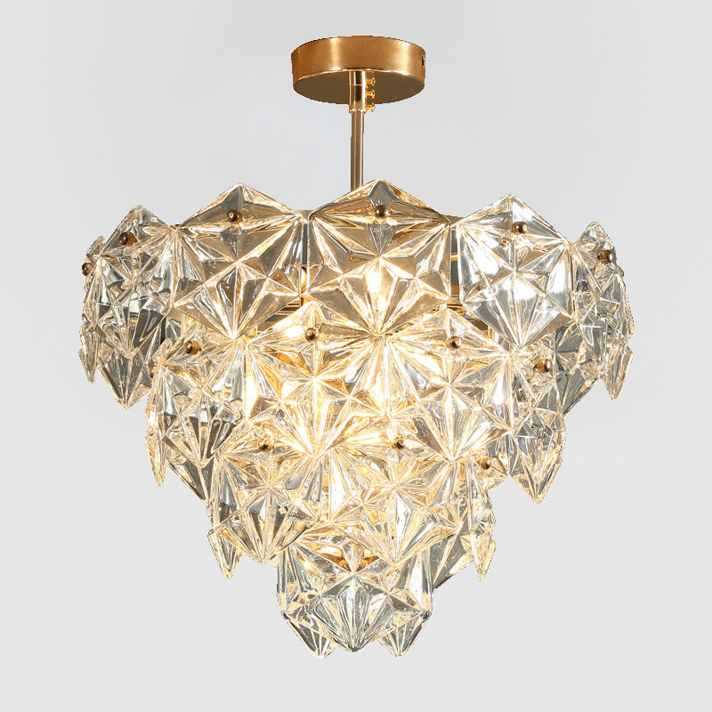 Cone Shaped Ceiling Lighting Postmodern Clear Crystal Living Room Chandelier Light Fixture in Gold Clearhalo 'Ceiling Lights' 'Chandeliers' 'Modern Chandeliers' 'Modern' Lighting' 2136452