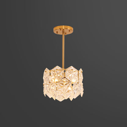 K9 Crystal Snowflake Shaped Chandelier Pendant Light Post-Modern Gold Hanging Light 3 Gold Clearhalo 'Ceiling Lights' 'Chandeliers' 'Modern Chandeliers' 'Modern' Lighting' 2136464