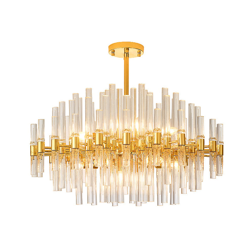 Geometrical Shaped Crystal Rod Chandelier Light Post-Postmodern Gold Pendant Light Fixture Clearhalo 'Ceiling Lights' 'Chandeliers' 'Modern Chandeliers' 'Modern' Lighting' 2136465