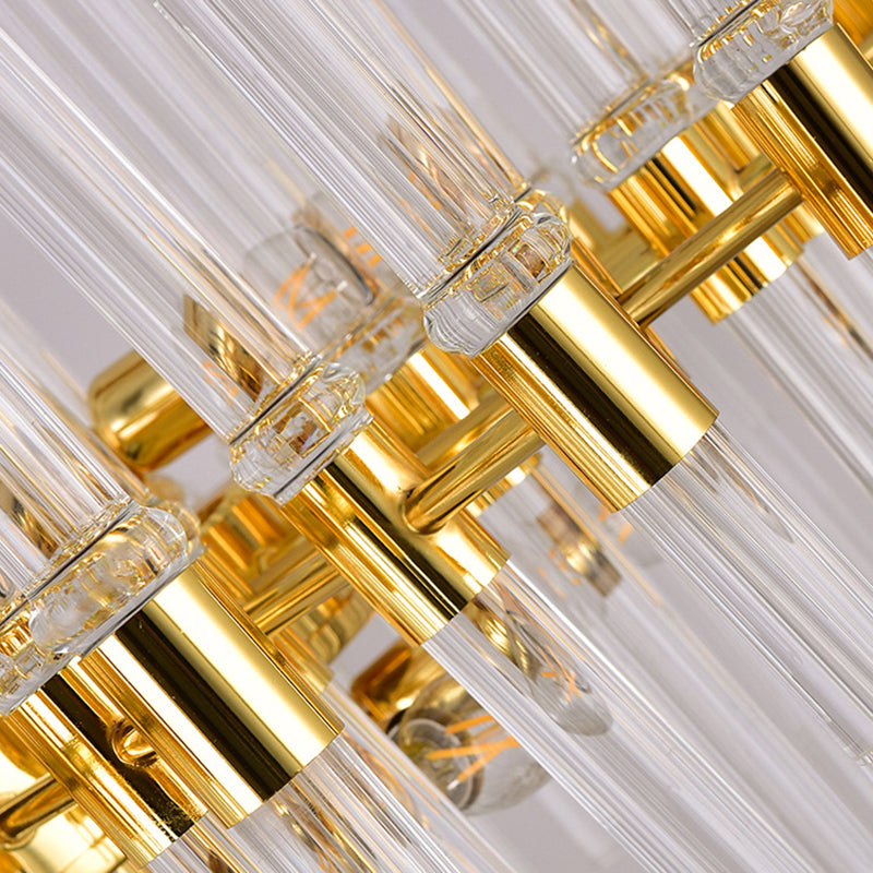 Geometrical Shaped Crystal Rod Chandelier Light Post-Postmodern Gold Pendant Light Fixture Clearhalo 'Ceiling Lights' 'Chandeliers' 'Modern Chandeliers' 'Modern' Lighting' 2136474