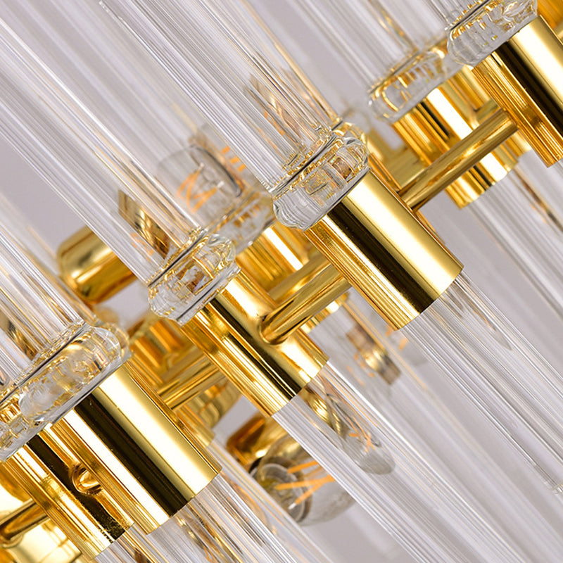 Geometrical Shaped Crystal Rod Chandelier Light Post-Postmodern Gold Pendant Light Fixture Clearhalo 'Ceiling Lights' 'Chandeliers' 'Modern Chandeliers' 'Modern' Lighting' 2136474