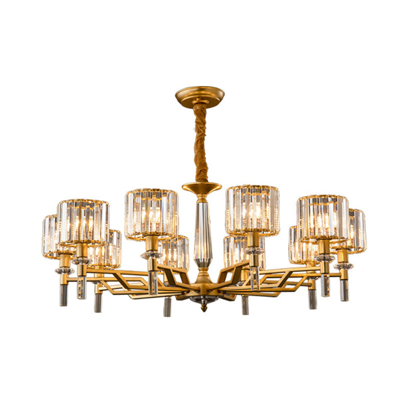 Gold Radiating Suspension Light Artistic Metallic Chandelier Light with K9 Crystal Shade for Living Room Clearhalo 'Ceiling Lights' 'Chandeliers' 'Modern Chandeliers' 'Modern' Lighting' 2136535
