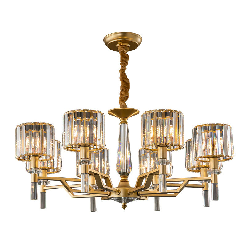 Gold Radiating Suspension Light Artistic Metallic Chandelier Light with K9 Crystal Shade for Living Room Clearhalo 'Ceiling Lights' 'Chandeliers' 'Modern Chandeliers' 'Modern' Lighting' 2136537