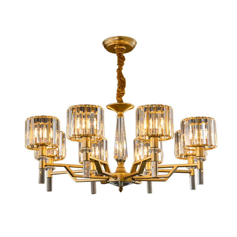 Gold Radiating Suspension Light Artistic Metallic Chandelier Light with K9 Crystal Shade for Living Room Clearhalo 'Ceiling Lights' 'Chandeliers' 'Modern Chandeliers' 'Modern' Lighting' 2136538