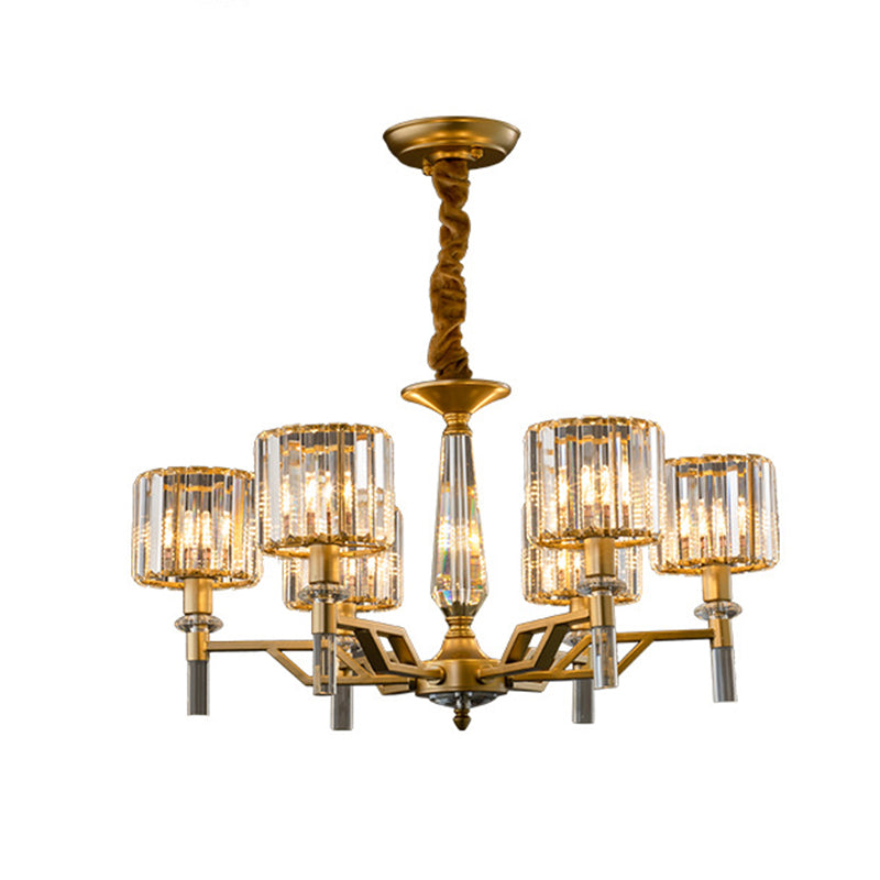 Gold Radiating Suspension Light Artistic Metallic Chandelier Light with K9 Crystal Shade for Living Room Clearhalo 'Ceiling Lights' 'Chandeliers' 'Modern Chandeliers' 'Modern' Lighting' 2136540