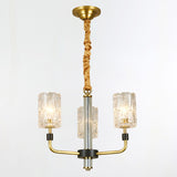 Cylinder Shade Chandelier Lighting Minimalist Prismatic Crystal Gold Pendant Light 3 Gold Clearhalo 'Ceiling Lights' 'Chandeliers' 'Modern Chandeliers' 'Modern' Lighting' 2136551