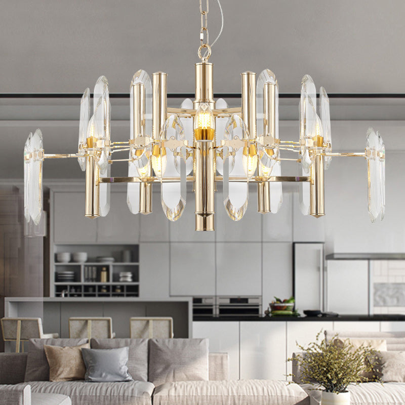 Sputnik Suspension Light Artistic Clear K9 Crystal Living Room Chandelier Light in Gold Clearhalo 'Ceiling Lights' 'Chandeliers' 'Modern Chandeliers' 'Modern' Lighting' 2136620