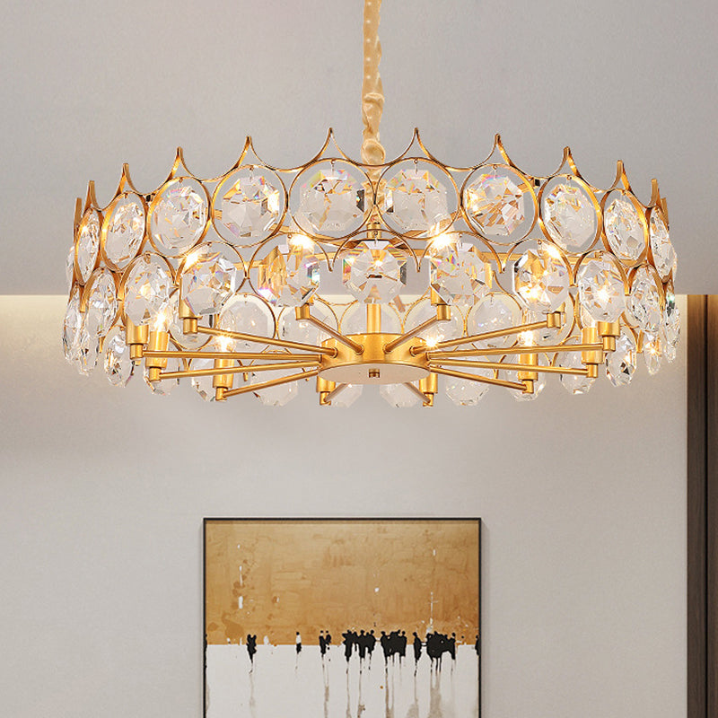 Gold Geometrical Chandelier Pendant Light Post-Modern Beveled Crystal Hanging Light Clearhalo 'Ceiling Lights' 'Chandeliers' 'Modern Chandeliers' 'Modern' Lighting' 2136645