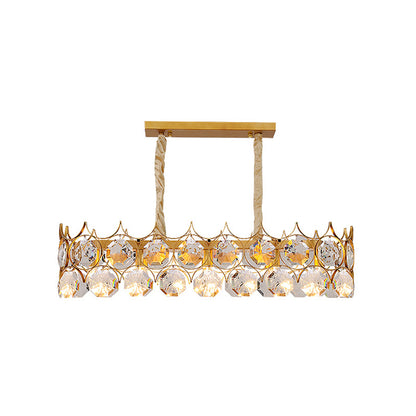Gold Geometrical Chandelier Pendant Light Post-Modern Beveled Crystal Hanging Light Gold Small Rectangle Clearhalo 'Ceiling Lights' 'Chandeliers' 'Modern Chandeliers' 'Modern' Lighting' 2136650