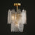 Post-Modern Oval Shaped Chandelier Pendant Light Textured Glass Living Room Hanging Light in Gold 4 Gold Clearhalo 'Ceiling Lights' 'Chandeliers' 'Modern Chandeliers' 'Modern' Lighting' 2136673