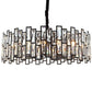 Drum Shaped Beveled Crystal Chandelier Lighting Minimalist Black Pendant Light for Living Room Black 39.5" Clearhalo 'Ceiling Lights' 'Chandeliers' 'Modern Chandeliers' 'Modern' Lighting' 2136695