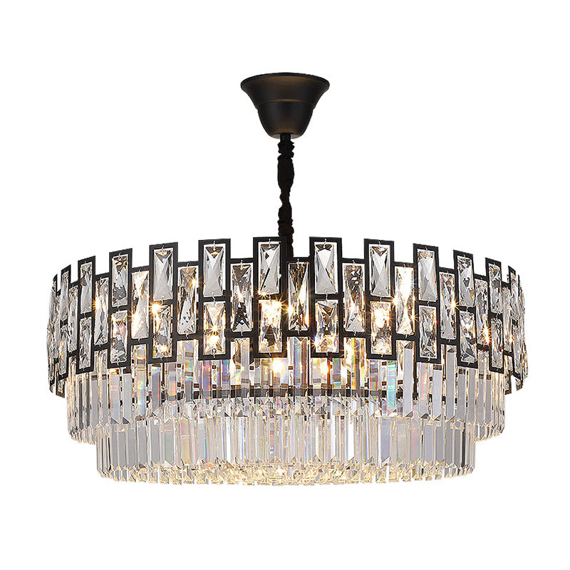 Black Round Ceiling Lighting Postmodern Faceted Crystal Chandelier Light Fixture for Living Room Black Large Round Clearhalo 'Ceiling Lights' 'Chandeliers' 'Modern Chandeliers' 'Modern' Lighting' 2136702
