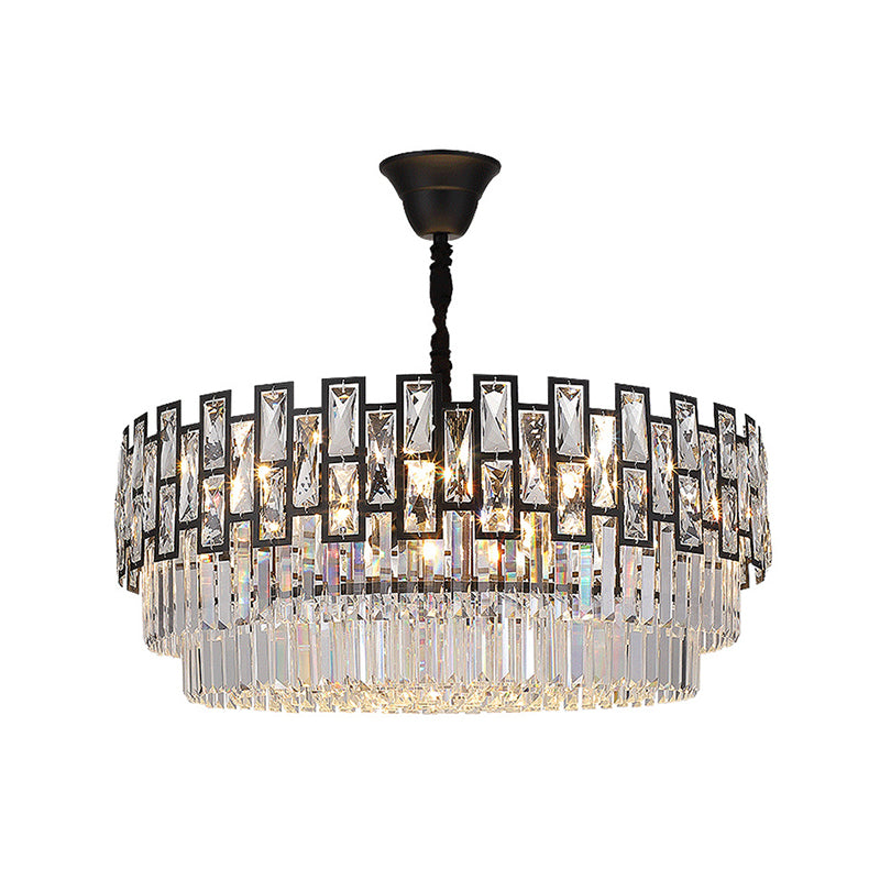 Black Round Ceiling Lighting Postmodern Faceted Crystal Chandelier Light Fixture for Living Room Black Small Round Clearhalo 'Ceiling Lights' 'Chandeliers' 'Modern Chandeliers' 'Modern' Lighting' 2136704
