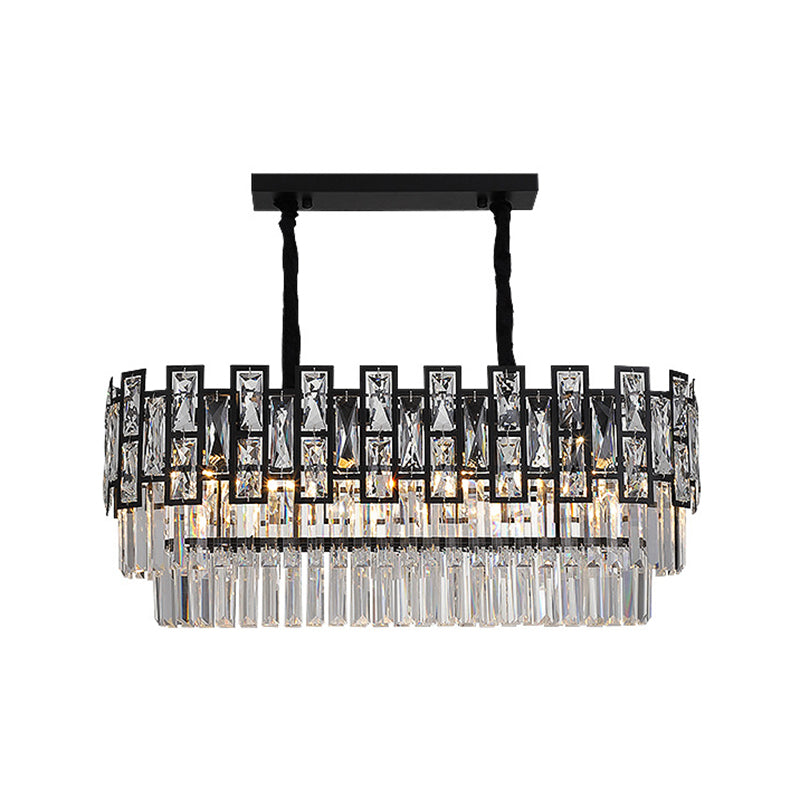Black Round Ceiling Lighting Postmodern Faceted Crystal Chandelier Light Fixture for Living Room Black Large Linear Clearhalo 'Ceiling Lights' 'Chandeliers' 'Modern Chandeliers' 'Modern' Lighting' 2136705