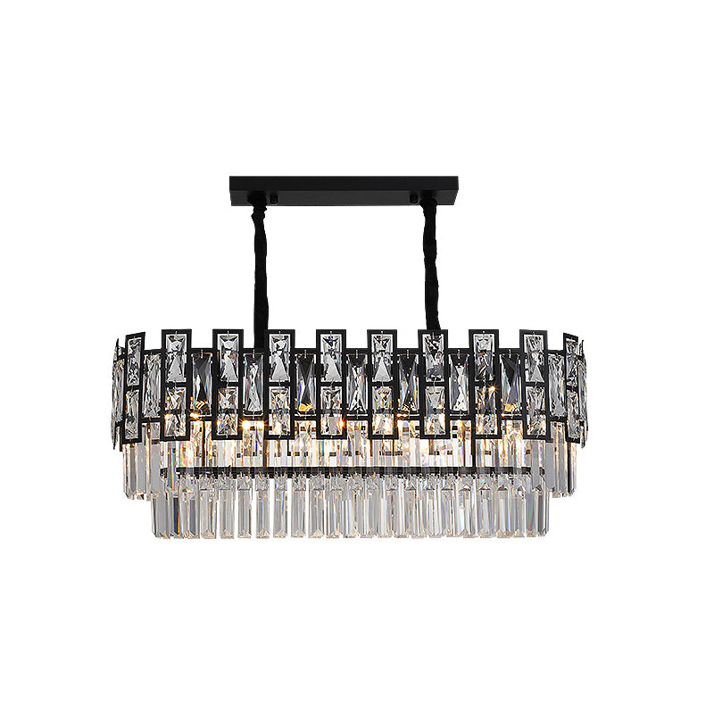Black Round Ceiling Lighting Postmodern Faceted Crystal Chandelier Light Fixture for Living Room Black Small Linear Clearhalo 'Ceiling Lights' 'Chandeliers' 'Modern Chandeliers' 'Modern' Lighting' 2136706