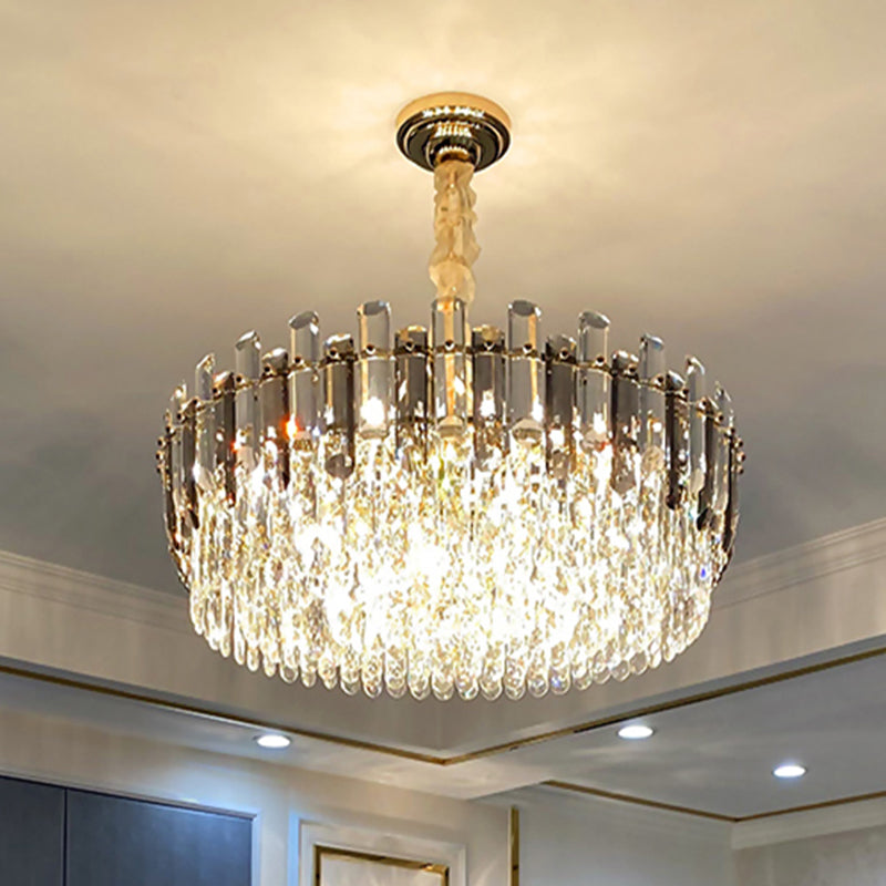 Multi-Tiered Living Room Chandelier Light K9 Crystal Simplicity Pendant Light Fixture in Clear Clearhalo 'Ceiling Lights' 'Chandeliers' 'Clear' 'Industrial' 'Modern Chandeliers' 'Modern' 'Tiffany' 'Traditional Chandeliers' Lighting' 2136719