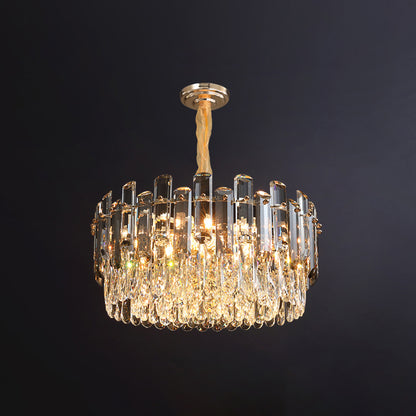 Multi-Tiered Living Room Chandelier Light K9 Crystal Simplicity Pendant Light Fixture in Clear Clear 19.5" Clearhalo 'Ceiling Lights' 'Chandeliers' 'Clear' 'Industrial' 'Modern Chandeliers' 'Modern' 'Tiffany' 'Traditional Chandeliers' Lighting' 2136720