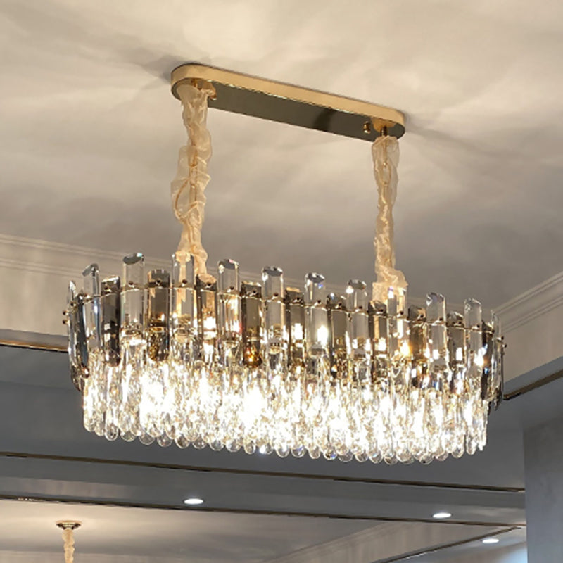 Multi-Tiered Living Room Chandelier Light K9 Crystal Simplicity Pendant Light Fixture in Clear Clearhalo 'Ceiling Lights' 'Chandeliers' 'Clear' 'Industrial' 'Modern Chandeliers' 'Modern' 'Tiffany' 'Traditional Chandeliers' Lighting' 2136721