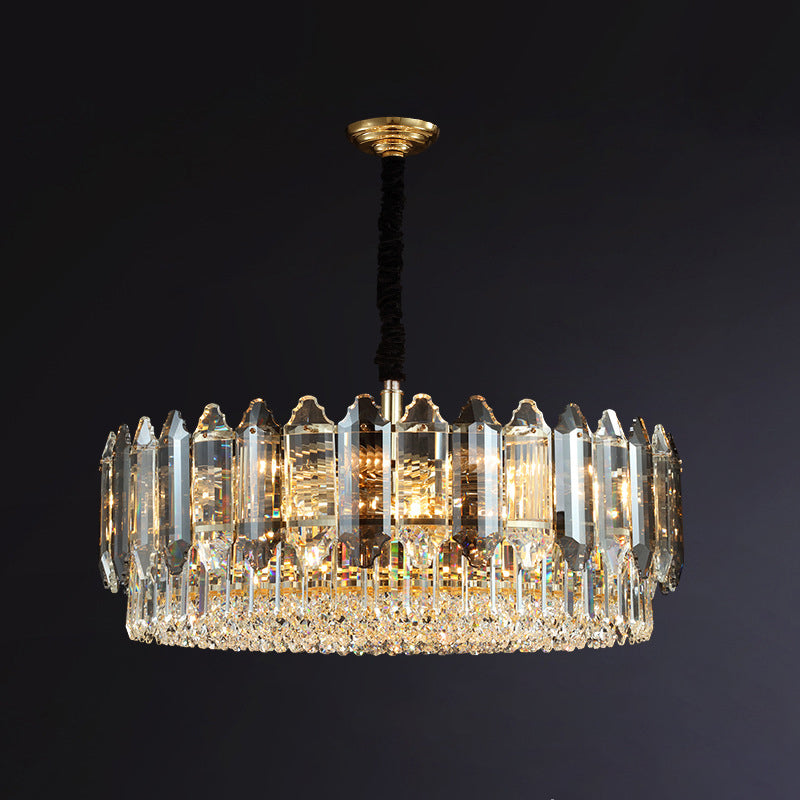 Circular Ceiling Lighting Postmodern K9 Crystal Living Room Chandelier Light Fixture in Clear Clear 29.5" Clearhalo 'Ceiling Lights' 'Chandeliers' 'Clear' 'Industrial' 'Modern Chandeliers' 'Modern' 'Tiffany' 'Traditional Chandeliers' Lighting' 2136736