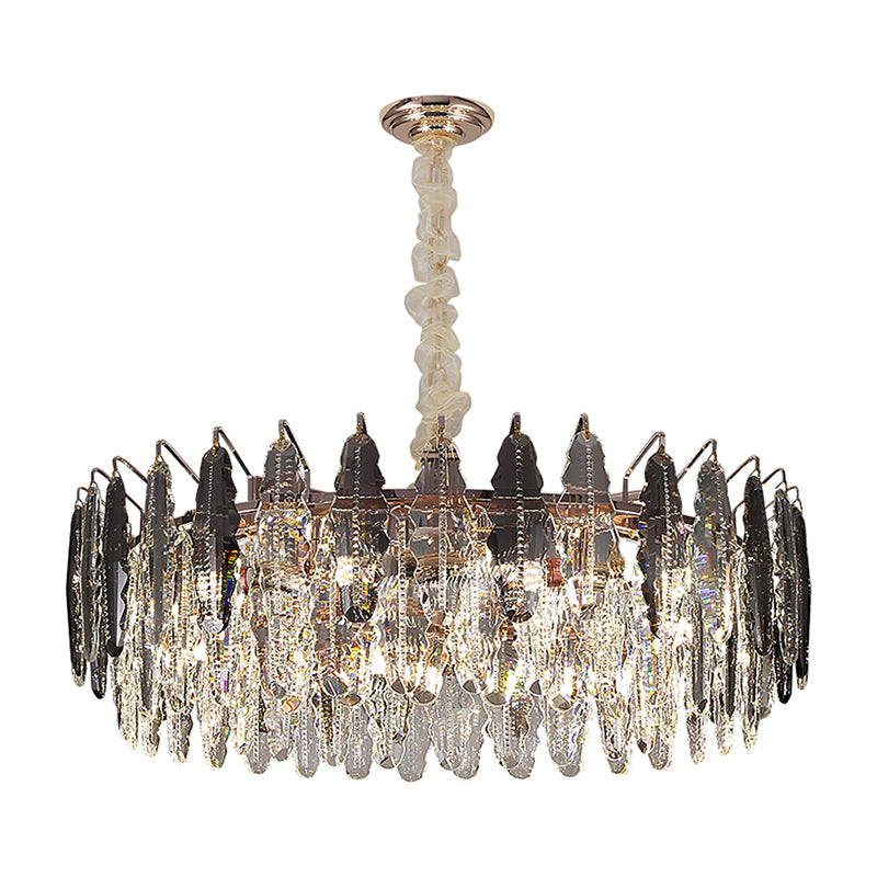 K9 Crystal Leaf Shade Chandelier Pendant Light Post-Modern Clear Hanging Light for Living Room Clearhalo 'Ceiling Lights' 'Chandeliers' 'Clear' 'Industrial' 'Modern Chandeliers' 'Modern' 'Tiffany' 'Traditional Chandeliers' Lighting' 2136741