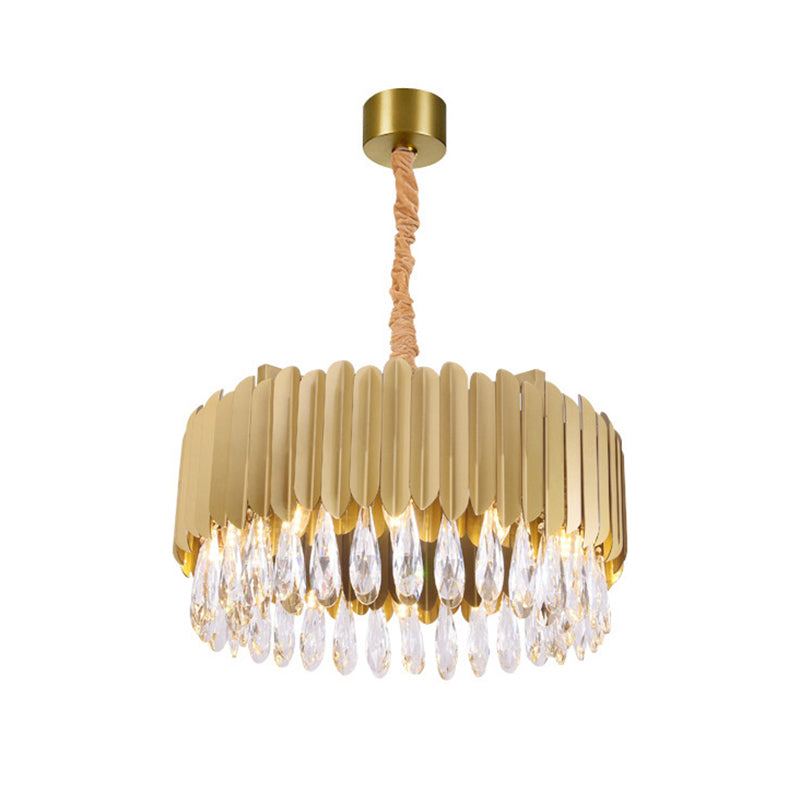 Oval Shaped Living Room Chandelier Light Crystal Drip Simplicity Pendant Light Fixture Gold Medium Round Clearhalo 'Ceiling Lights' 'Chandeliers' 'Modern Chandeliers' 'Modern' Lighting' 2136749