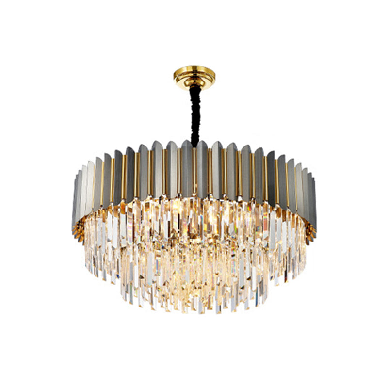 Geometric Chandelier Light Simplicity Tri-Prism Crystal Living Room Pendant Light Fixture in Black Black 1 Tier 39.5" Clearhalo 'Ceiling Lights' 'Chandeliers' 'Modern Chandeliers' 'Modern' Lighting' 2136814