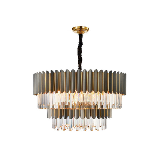 Geometric Chandelier Light Simplicity Tri-Prism Crystal Living Room Pendant Light Fixture in Black Clearhalo 'Ceiling Lights' 'Chandeliers' 'Modern Chandeliers' 'Modern' Lighting' 2136819