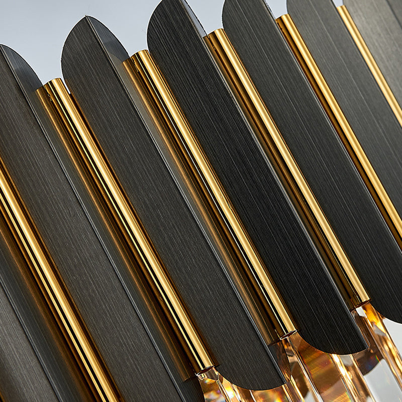 Geometric Chandelier Light Simplicity Tri-Prism Crystal Living Room Pendant Light Fixture in Black Clearhalo 'Ceiling Lights' 'Chandeliers' 'Modern Chandeliers' 'Modern' Lighting' 2136821