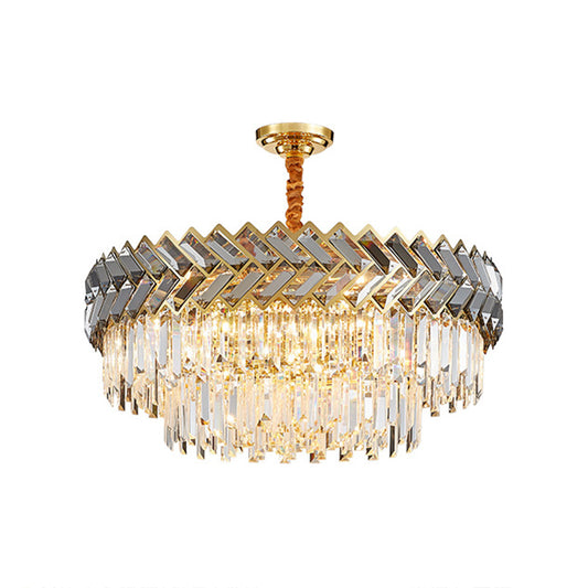 Prismatic Crystal Round Suspension Light Artistic Stainless-Steel Chandelier Light for Living Room Clearhalo 'Ceiling Lights' 'Chandeliers' 'Modern Chandeliers' 'Modern' Lighting' 2136823