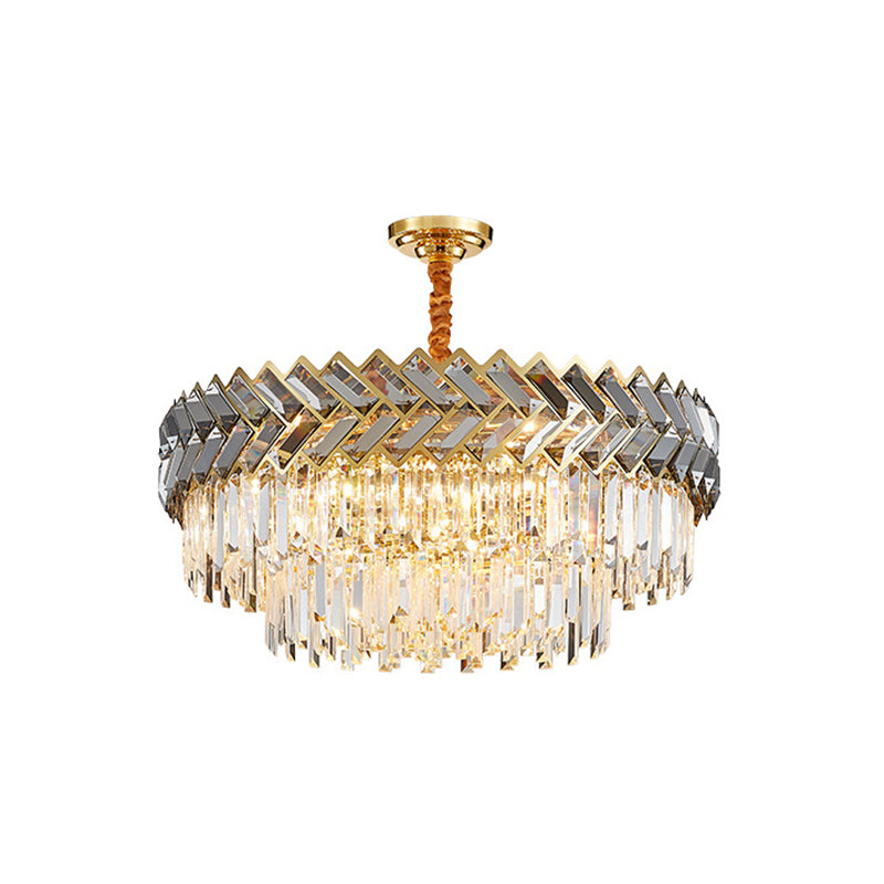 Prismatic Crystal Round Suspension Light Artistic Stainless-Steel Chandelier Light for Living Room Clearhalo 'Ceiling Lights' 'Chandeliers' 'Modern Chandeliers' 'Modern' Lighting' 2136824