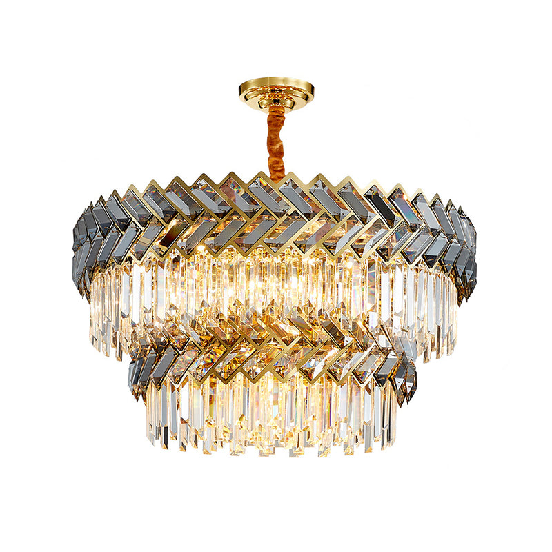Prismatic Crystal Round Suspension Light Artistic Stainless-Steel Chandelier Light for Living Room Clearhalo 'Ceiling Lights' 'Chandeliers' 'Modern Chandeliers' 'Modern' Lighting' 2136827