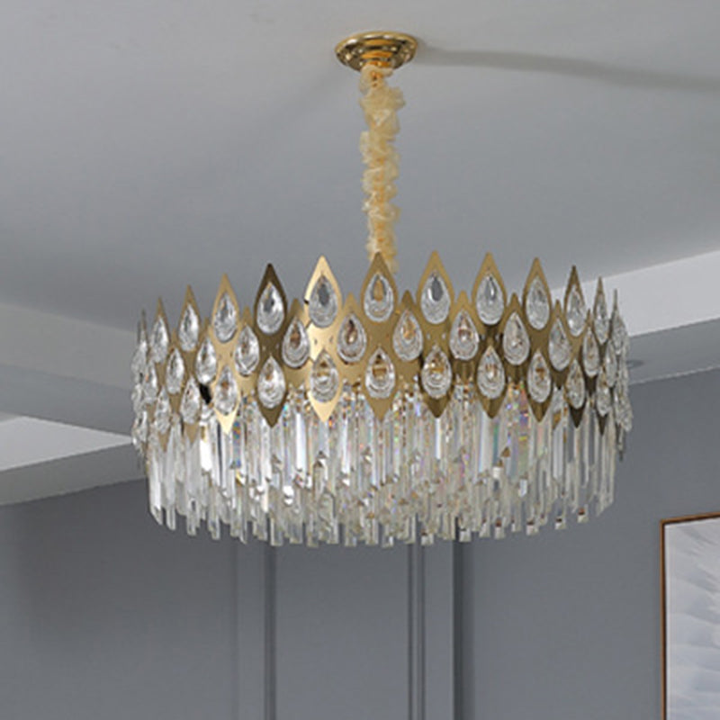 Geometrical Living Room Suspension Light Clear Crystal Artistic Chandelier Light in Gold Clearhalo 'Ceiling Lights' 'Chandeliers' 'Modern Chandeliers' 'Modern' Lighting' 2136852