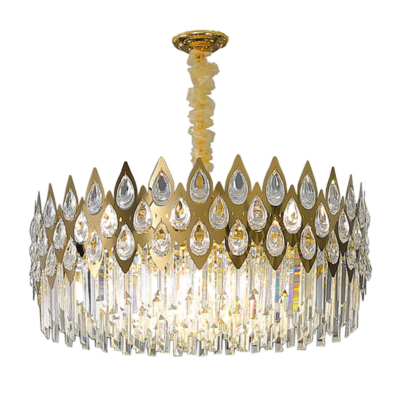 Geometrical Living Room Suspension Light Clear Crystal Artistic Chandelier Light in Gold Clearhalo 'Ceiling Lights' 'Chandeliers' 'Modern Chandeliers' 'Modern' Lighting' 2136853
