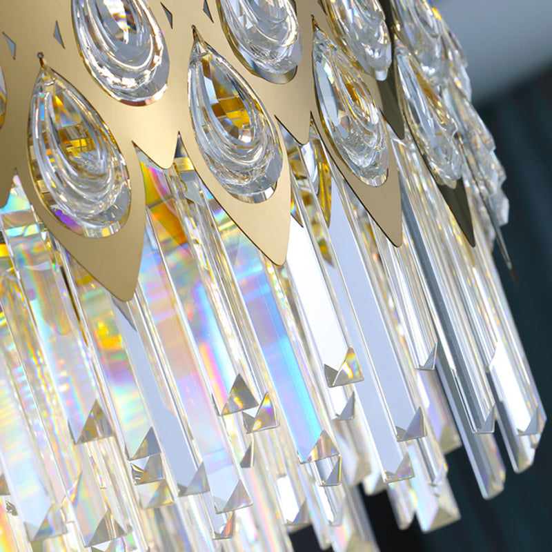 Geometrical Living Room Suspension Light Clear Crystal Artistic Chandelier Light in Gold Clearhalo 'Ceiling Lights' 'Chandeliers' 'Modern Chandeliers' 'Modern' Lighting' 2136855